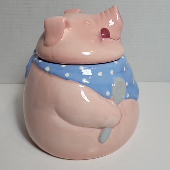Pink Pig Out Vintage Clay Art Cookie Jar 1991 Excellent - Picture 7 of 16